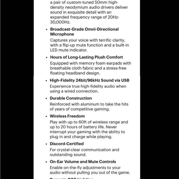 White/Gray CORSAIR HS80 RGB Wireless Multiplatform Gaming Headset w/Dolby Atmos - Picture 8 of 9